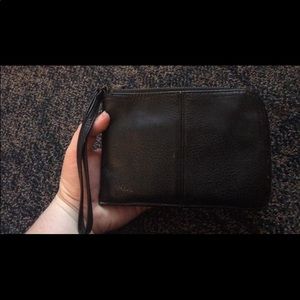 Black leather clutch